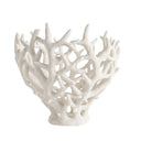 Large white decorative Coralline Bowl with an open-branching pattern on a stepped base.