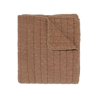 Quilted cotton blanket in a warm taupe-brown colour.