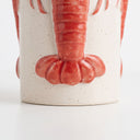 Red crayfish ceramic vase base with a glossy red crayfish wrapped around a speckled cream body