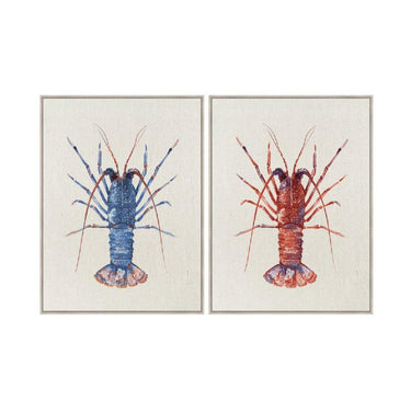 Set of two Crayfish Wall Art canvases for coastal home décor