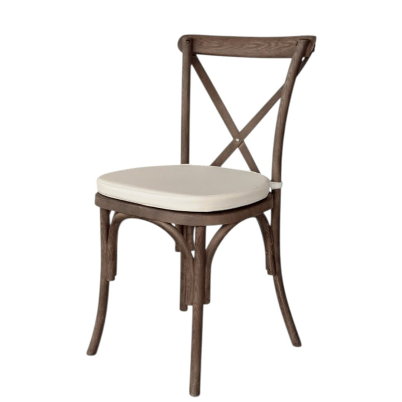 Dark wood bentwood dining chair with contoured X-back support by Woodka interiors