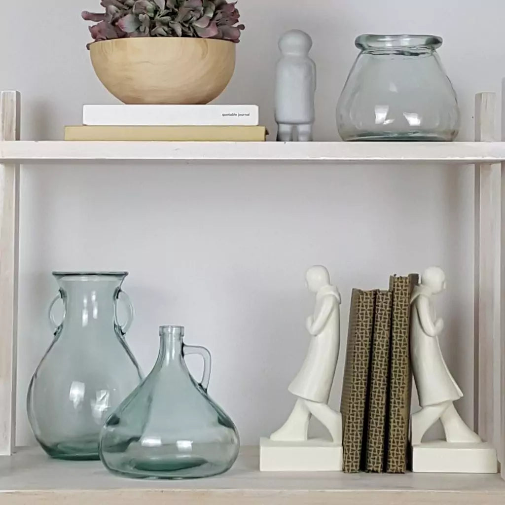 vase and decor objects on shelf 