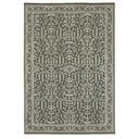 vintage floral area rug in deep sage green and cream tones from 100% recycled polyester.