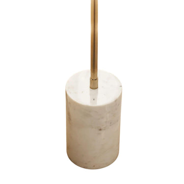 Close-up of the Devotion Floor Lamp highlighting the marble texture and iron detailing