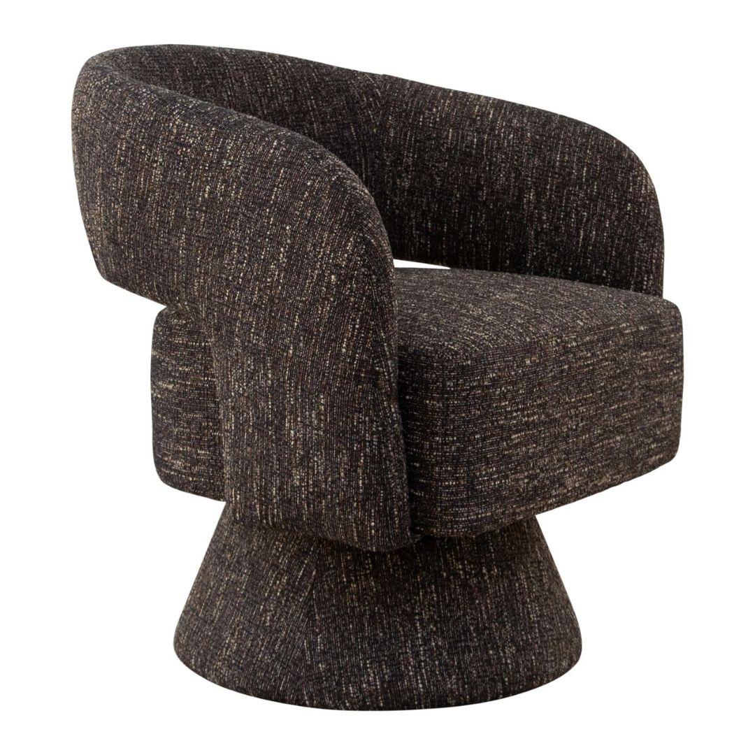 Diane Swivel Chair in Chai side view highlighting upholstered seat and swivel base