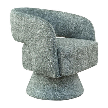 Diane Swivel Chair in hunterr showing curved silhouette and wooden base