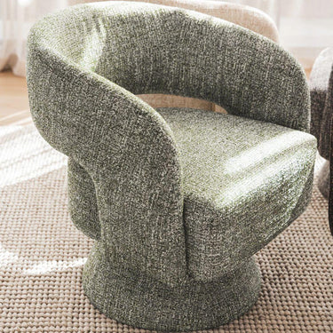 Diane Swivel Chair in modern living room setting with soft upholstered fabric