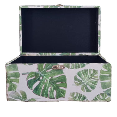 distressed monster leaf motif decorative box 