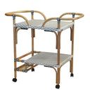 rattan drinks trolley with black and white weave in a parisian bistro style

