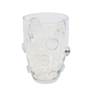 Clear glass droplet vase with bubble chunky dots.