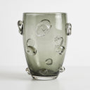 Smoky grey Droplet glass vase with raised glass bumps.