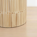 Base of a side table in a rounded form and a natural mother of pearl finish.