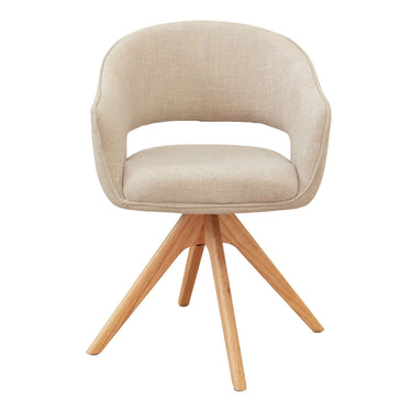 Emma Swivel dining chair with padded seat and back, swivel solid oak legs in Almond, perfect for modern dining rooms