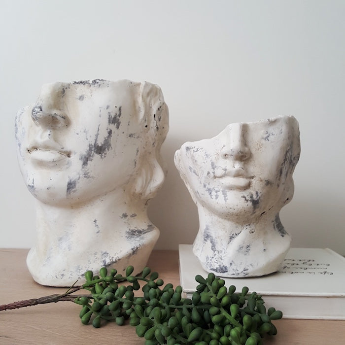 Half Face Planter Large and small next to each other