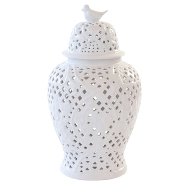 Finch Ginger Jar showcasing white ceramic decor