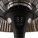Fireglow patio heater control panel in stone beige, showing touch buttons for power and timer settings