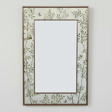 Brown metal  framed floral chinoiserie hallway mirror