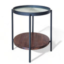 Fluted glass two-tier side table