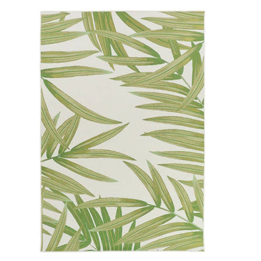 Folia White Rug with tropical palm leaf design