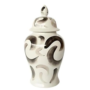 ginger jar with black swirls 