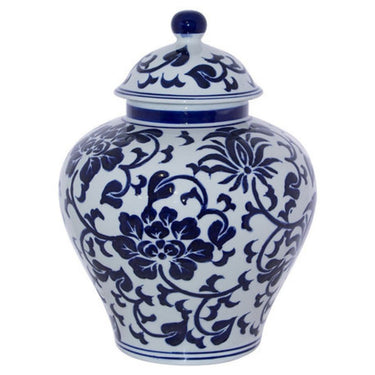 pinco flora blue white ginger jar