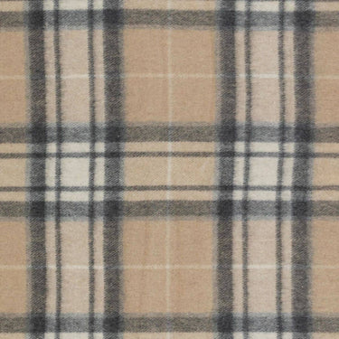 Glasgow throw in tawny beige woven wool rich fibre check pattern.