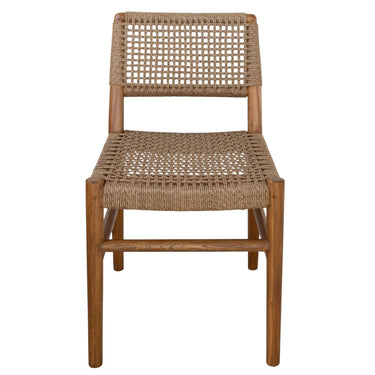 Goa Teak dining chair with plush UV-resistant rope seat and solid teak frame
