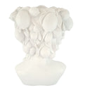 Back view of White Goddess Head Vase showing cascading crown detail