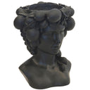 Black Goddess Head Vase with sculptural features and raised lemon-and-leaf crown