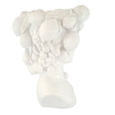 Side view of White Goddess Head Vase with textured crown