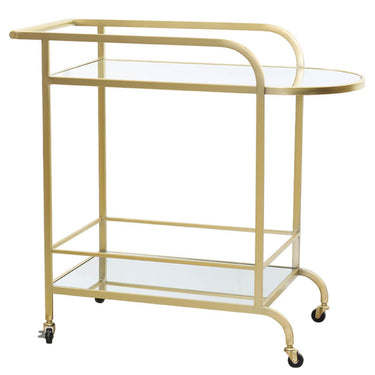 mirrored 2 tier drinks trolley with gold metal frame