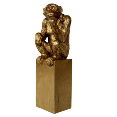 Gold monkey on base decorative ornament