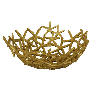 Gold decorative bowl with starfish design 