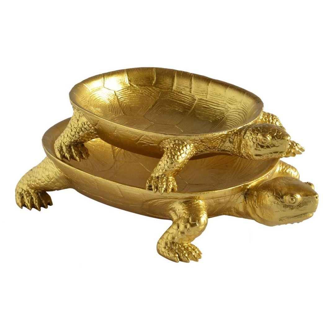 Turtle Shell Tray Gold Turtle Tray Set | Woodka Interiors