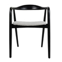 Grace dining chair in Onyx with a cushioned seat and curved wood back