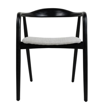 Grace dining chair in Onyx with a cushioned seat and curved wood back
