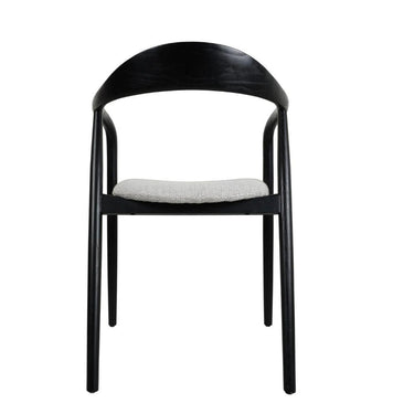Dining chair with a comfortable, upholstered seat and a natural wood backrest