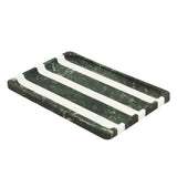 Green and white marble tray rectangle shape with bold striped pattern