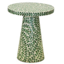Small round table with green leaf pattern 