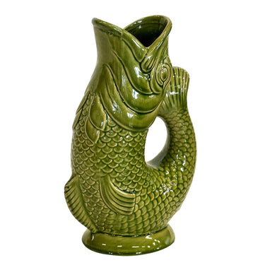 green ceramic koi fish jug vase
