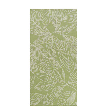 Laurel Moss Floor Runner with white botanical leaf design