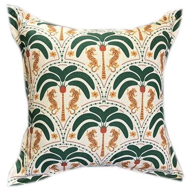 Green Palm Scatter Cushion with tropical pattern of palm trees