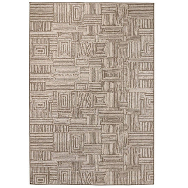 Large Gridlock reversible outdoor carpet in the muted beige suntan colour.