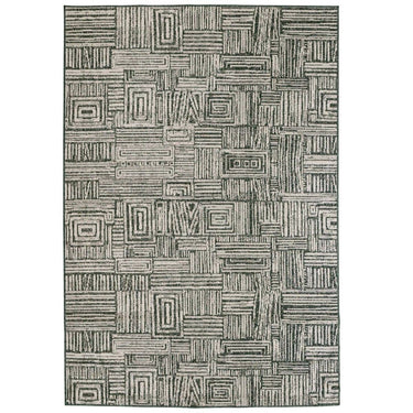 Large Gridlock fully outdoor area rug in  green colour.
