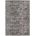 Gridlock interlocking grid pattern outdoor rug in the charcoal Pirate colour.
