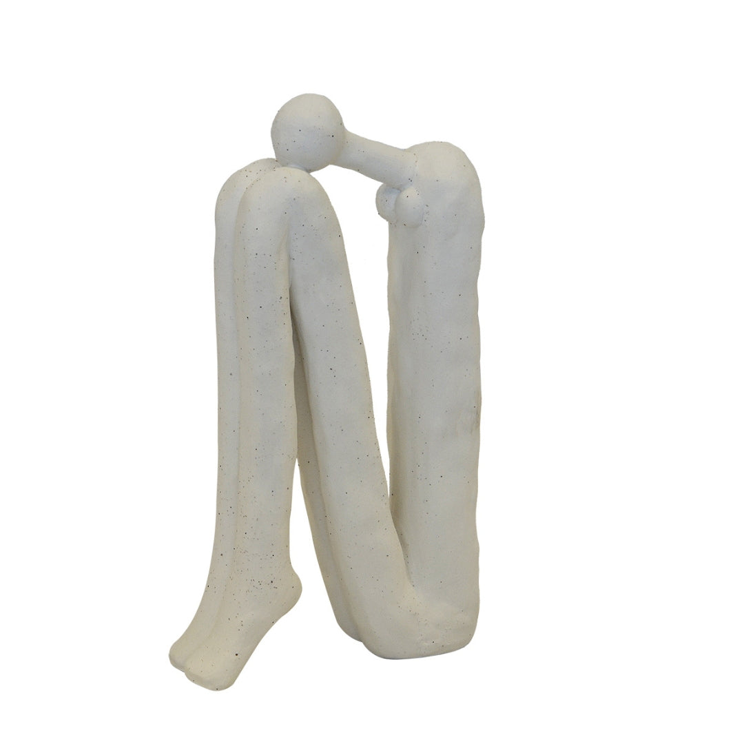 decorative ceramic sculpture white with head facing down