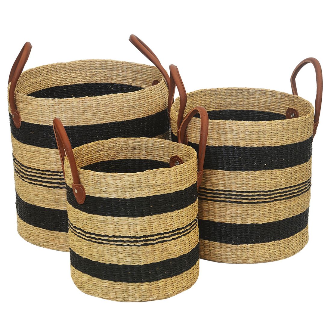 hudson seagrass baskets set of 3 woven decor