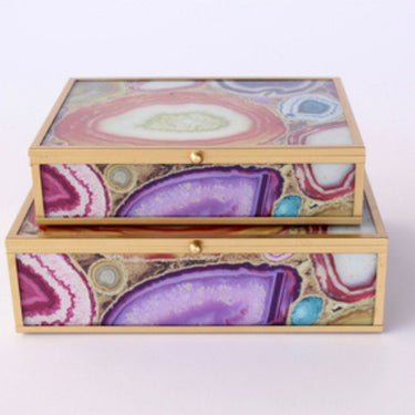 agate-style decorative glass jewellery box