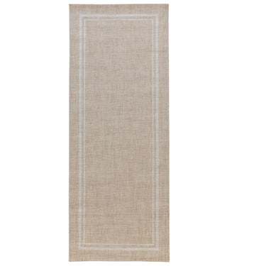 Jive indoor outdoor runner rug in beige with white border
