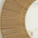 Handwoven jute rope wall mirror sunburst detail